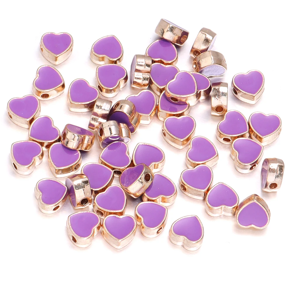 10 teile/los 8mm Legierung Doppelseitige Liebe Herz Emaille Perlen für Schmuck Machen Charms Lose Spacer Perlen DIY Armband halskette – Detail 8