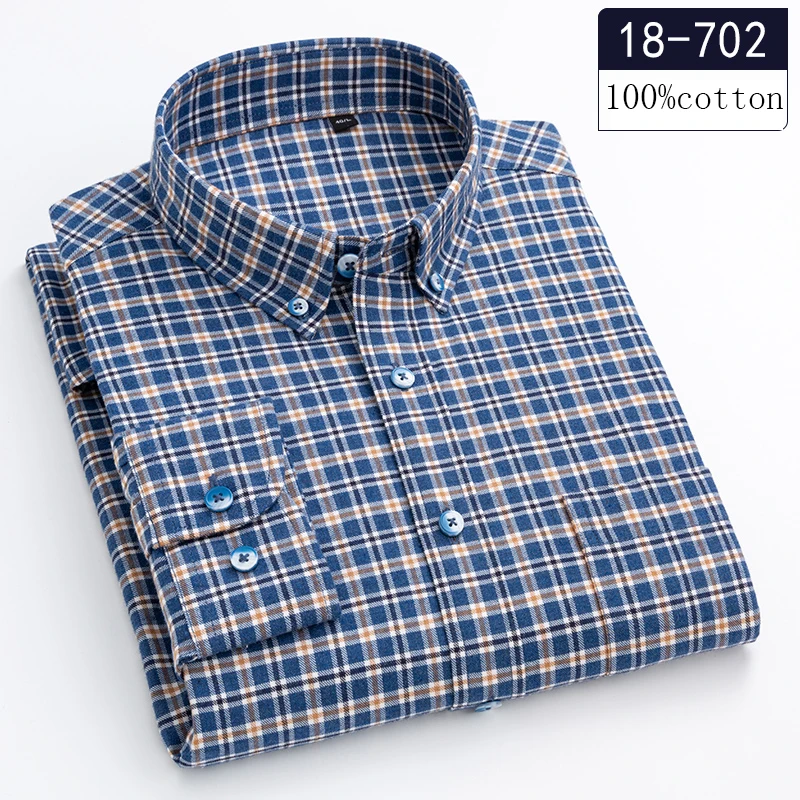 New in shirt high-quality 100%cotton sanding long-sleeve shirts for men casual shirt plaid tops elegants single pocket clothes bpn elegants spliced appliques blazers for women notched collar long sleeve solid slimming temperament blazer female clothes new