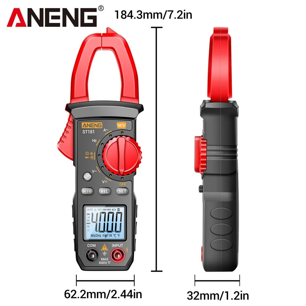 Clamp Meter Digital Multimeter 4000 Counts Current Ammeter Tester DC/AC Voltage Car Amp Hz Capacitance NCV Ohm Test For ANENG ST181 digital multimeter,clamp meter