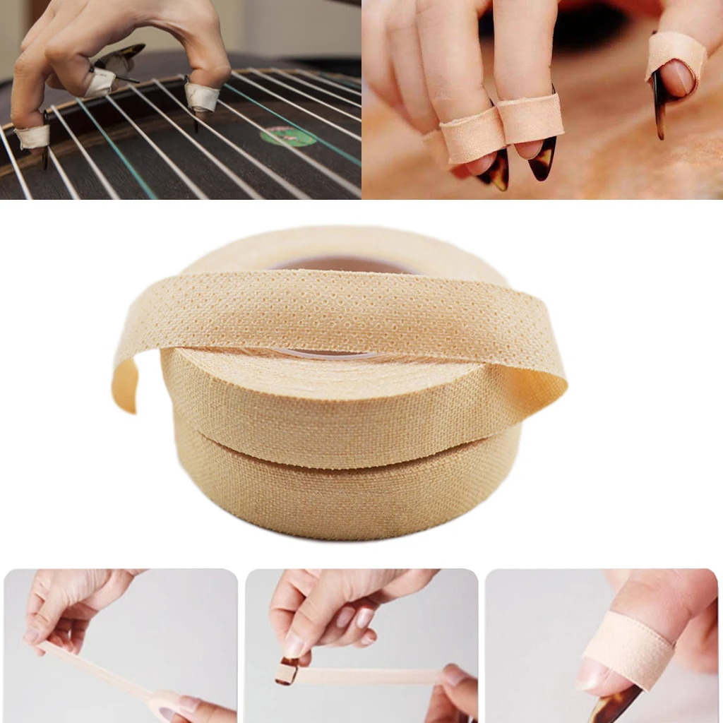 NAOMI 5Roll 500cm Roll Adhesive Tape Finger Protector Breathable Cotton For Chinese Guzheng Finger Nails Picks Koto Accessories