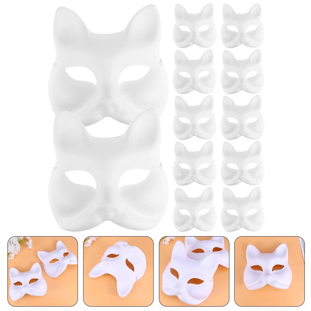 12 Pcs Masquerade Mask Women Therian White Prom Props Cosplay DIY Party ...