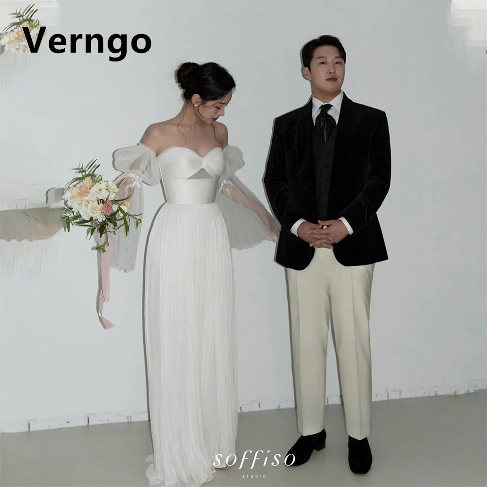 

Verngo White Satin Wedding Party Dress Sweetheart A Line Bridal Gowns Cut Out Formal Dress Korea Simple Photograph Prom Dress