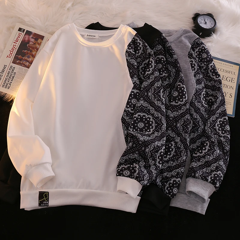 

2024 New Men Spring Autumn New Oversized Loose Sweatshirts Male Casual Patchwork Hoodie Men Long Sleeve Pullover Tops P628