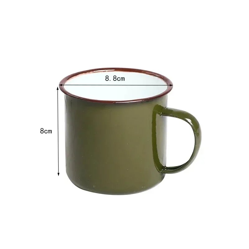370ml Retro Enamel Cup Coffee Tea Mug For Kitchen Outdoor Camping Travel Home Decor