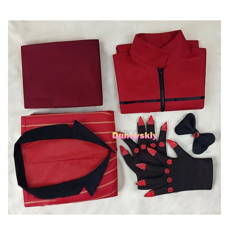 Hazbin Cosplay Hotel Uniform Alastor Cosplay Kostuum Volwassen Mannen Halloween Uniform Jasje Kostuums Rood Pak Anime Cos Hazbin