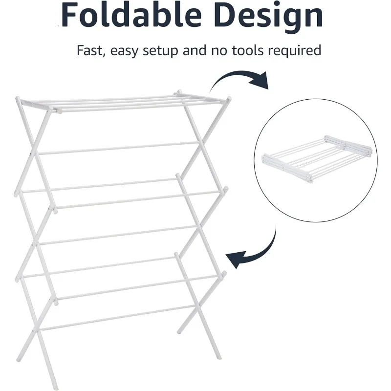 Foldable Portable Laundry Rack for Air Drying Clothing, Indoor Outdoor Use - 14.5" D x 29.5" W x 41.8" H, White 2