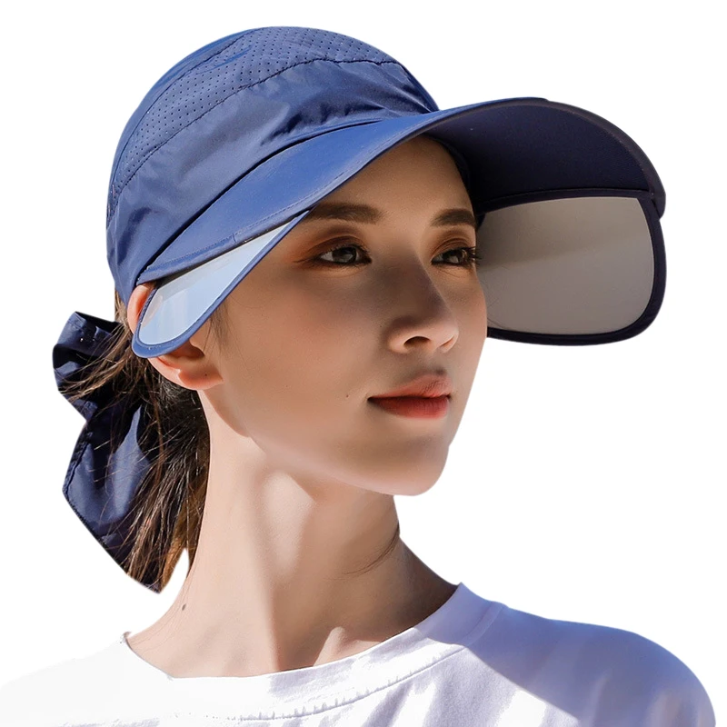 Women Sun Hat Women's Cycling Breathable Sun Hat Visor Caps Female Scalable Brim Empty Top Wide Brim Baseball Cap Outdoor Anti-UV Beach Hats