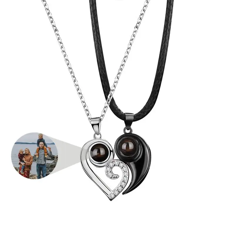 Personalized Projection Custom Photo Necklace for Women- Heart Pendant Necklace- Memorial Photo Necklace- Couple Gift Jewelry