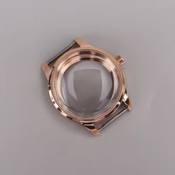 Stainless Steel Watch Case with Arched Glass and Transparent Back - NH35 NH36 NH38 (Rose Gold 33MM Case)