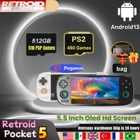 Retroid Pocket 5 RP5 Console de jeu portable rétro Consoles de jeux vidéo Android13 5.5 pouces OLED HD écran SD865 8 + 128G 512G PSP PS2 1