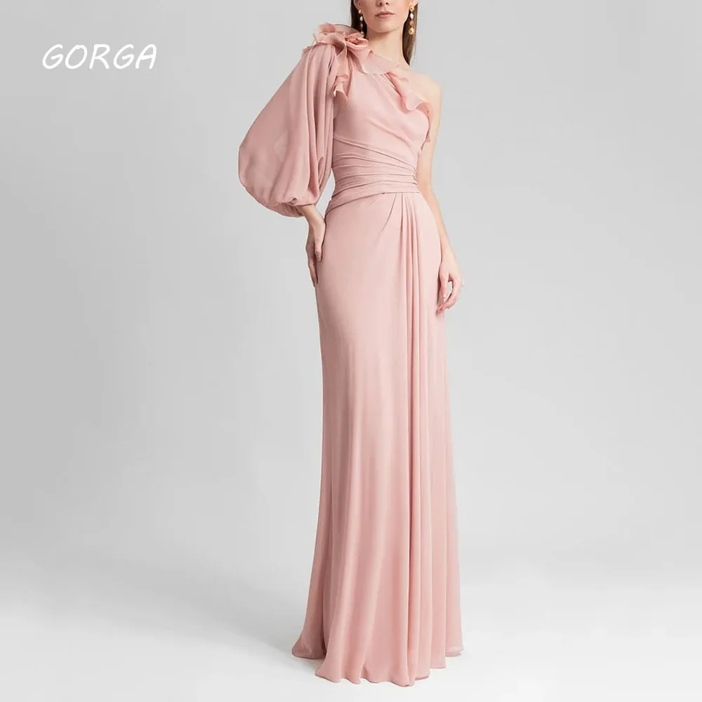 

Великолепное изысканное розовое платье-Русалка с одним плечом и длинным рукавом, индивидуальное официальное платье до пола для выпускного вечера, вечерние платья
