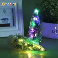 1PC Dollhouse Miniature LED Lighting Mini Artificial Christmas Trees Decorations Festival Snow Frost Xmas Tree Hoarfrost Decor 1