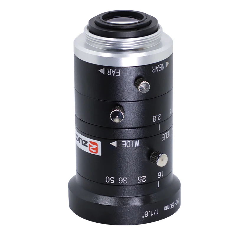 ZLKC CCTV 8.0Megapixel 10-50mm Zoom Lens 1/1.8 Inch Manual Varifocal Iris F2.8 C Mount for Machine Vision Camera Low Distortion