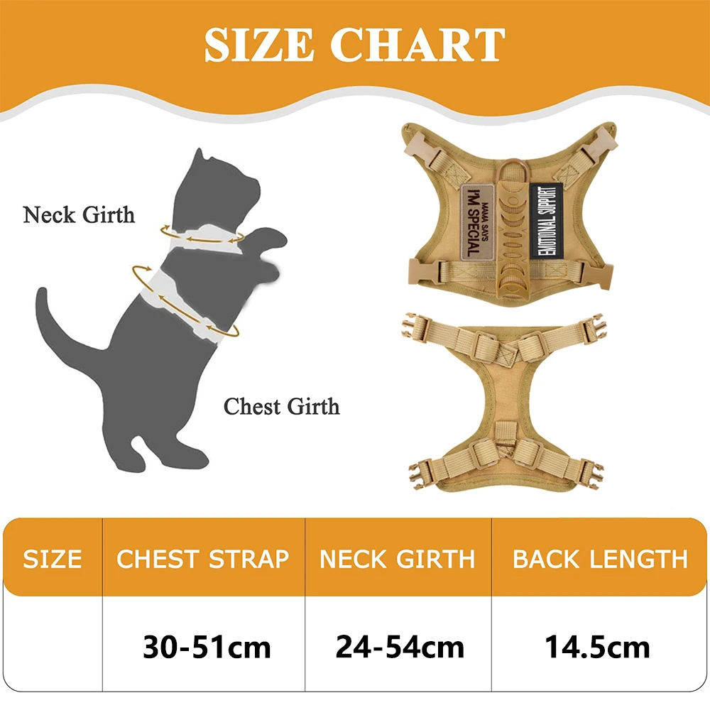 Tactical Cat Harness Leash with 2 Patches Set Puppy Vest For Military Small Dogs Pet Harnesses Working Training Cats Accessories 6