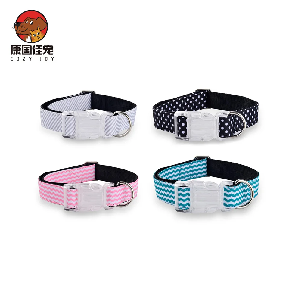 

COZY JOY Nylon Adjustable Dog Collar dog Accessories Red White Blue Black S M L