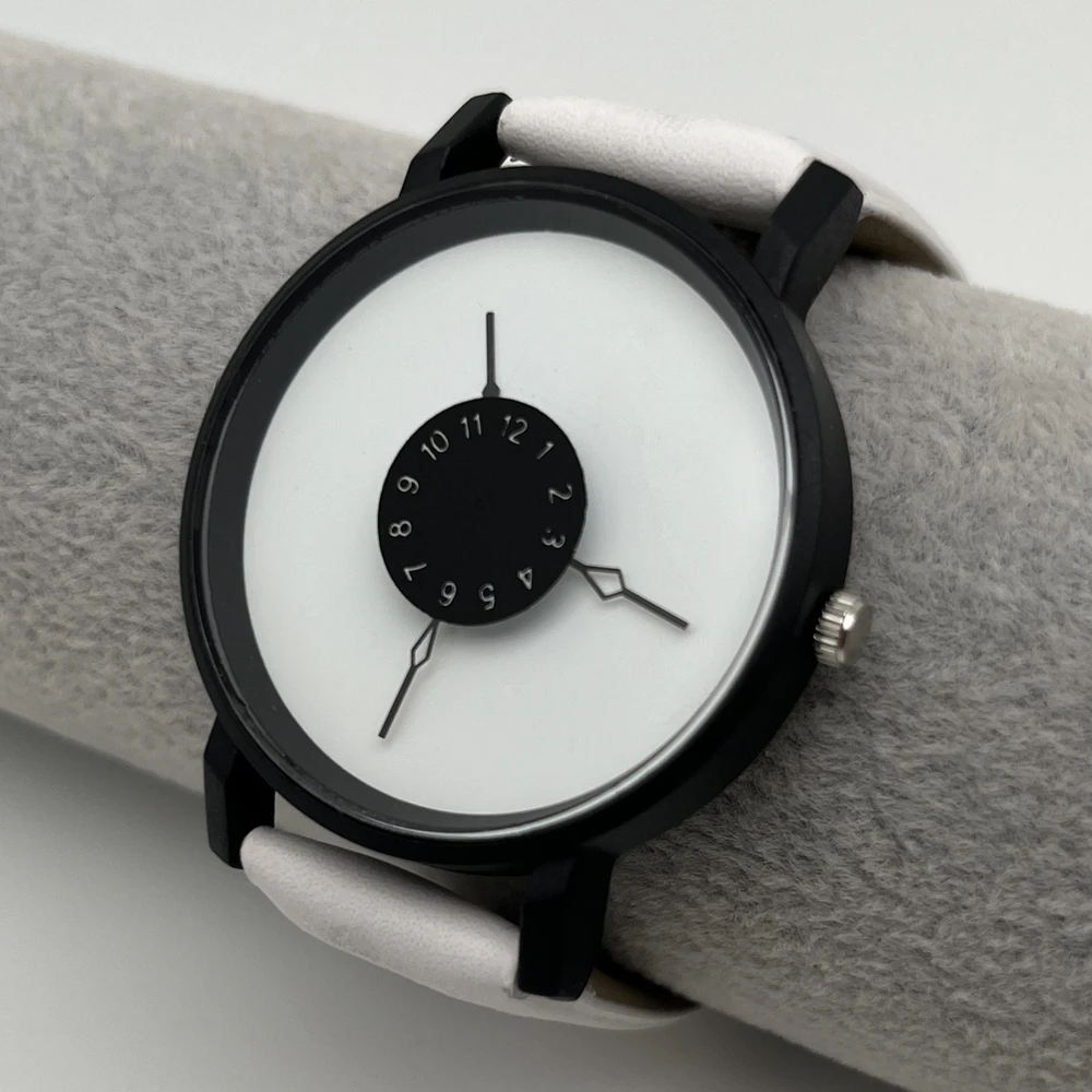 Creative Watches Women Men Quartz-Watch Analog Unique Dial Design Lovers' Relogio Saati Leather Wristwatches Clock Relojes - 2