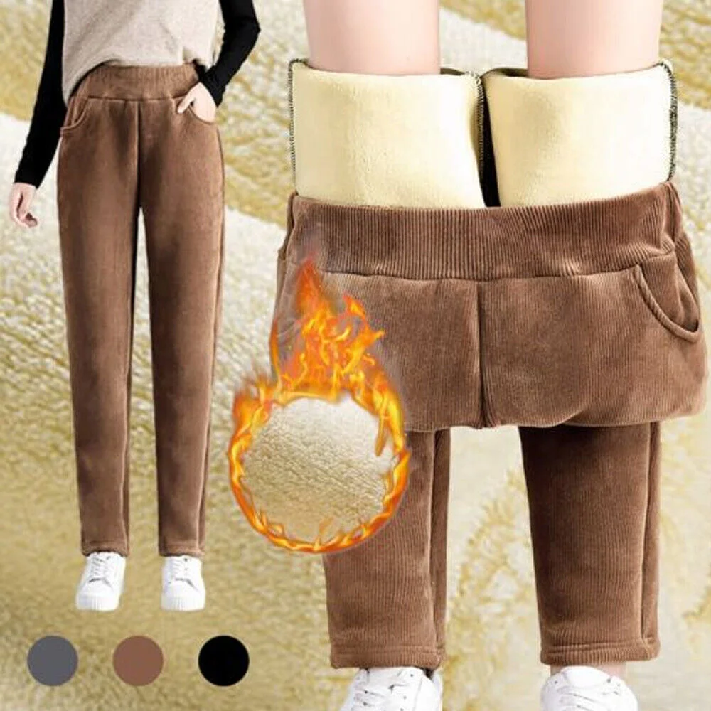 

Women's Thickened Corduroy Loose Trousers Winter Warm Padded Casual Trousers Jogging Bottoms Thermal Plush Fleece Sports Pants