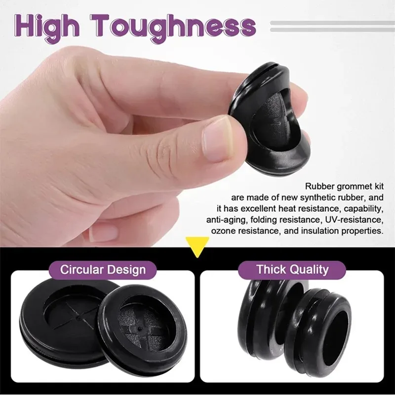7 Sizes Rubber Grommet Assortment Kit Ring Gasket Firewal Hole Plug Set for Wire Electrical Appliance Plumbing Closed Hole Plug rubber grommets ring rubber hole plugs