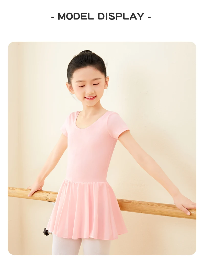 Kurzarm-Ballettkleid für Mädchen, schwarzes Ballett-Trikot mit Rock, Tanz-Body, Tutu-Rock für Gymnastik/Skating/Aufführung – Detail 7
