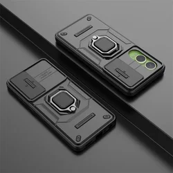 Ultimate Armor Protective Case - Shockproof Ring Magnetic Holder Cover for Nord CE 4 Lite (Black)