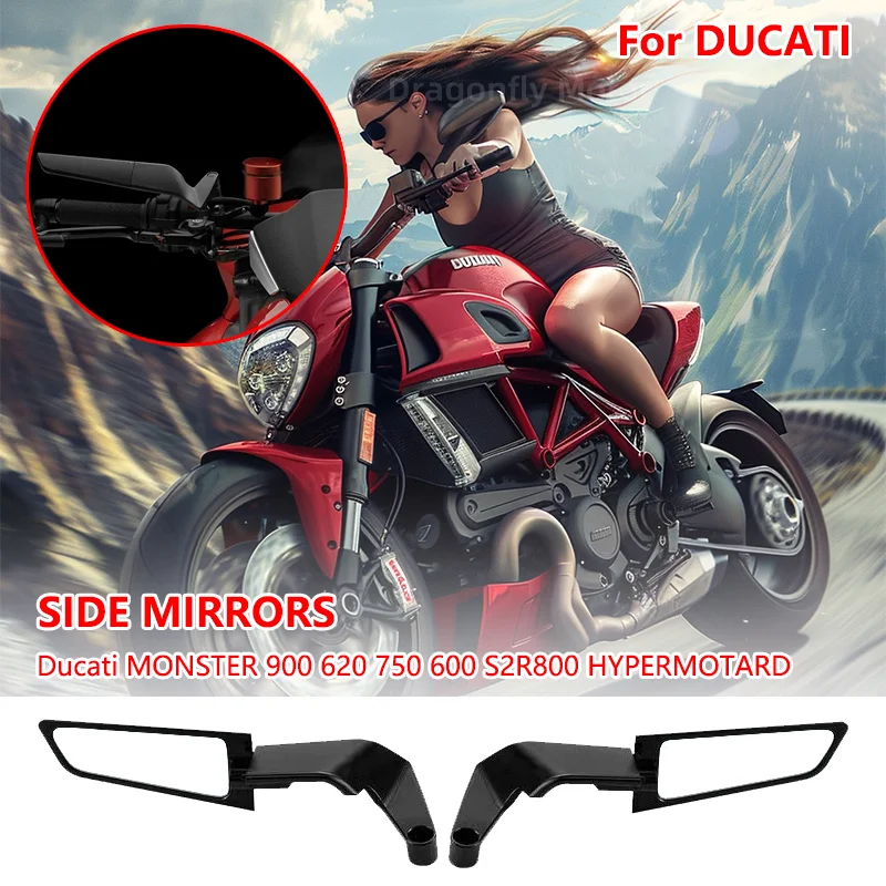 Ducati MONSTER 900 620 750 600 S2R800 하이퍼모타드 오토바이 미러용 스텔스 윙렛 미러 키트, 조절 가능한 회전