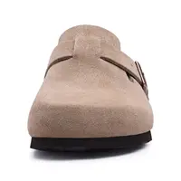 Bebealy sabots de semelle en liège pour femmes Mules en daim de vache avec soutien de la voûte plantaire mode sans lacet hommes chaussures de pomme de terre véritable dames sabots chaussures 5