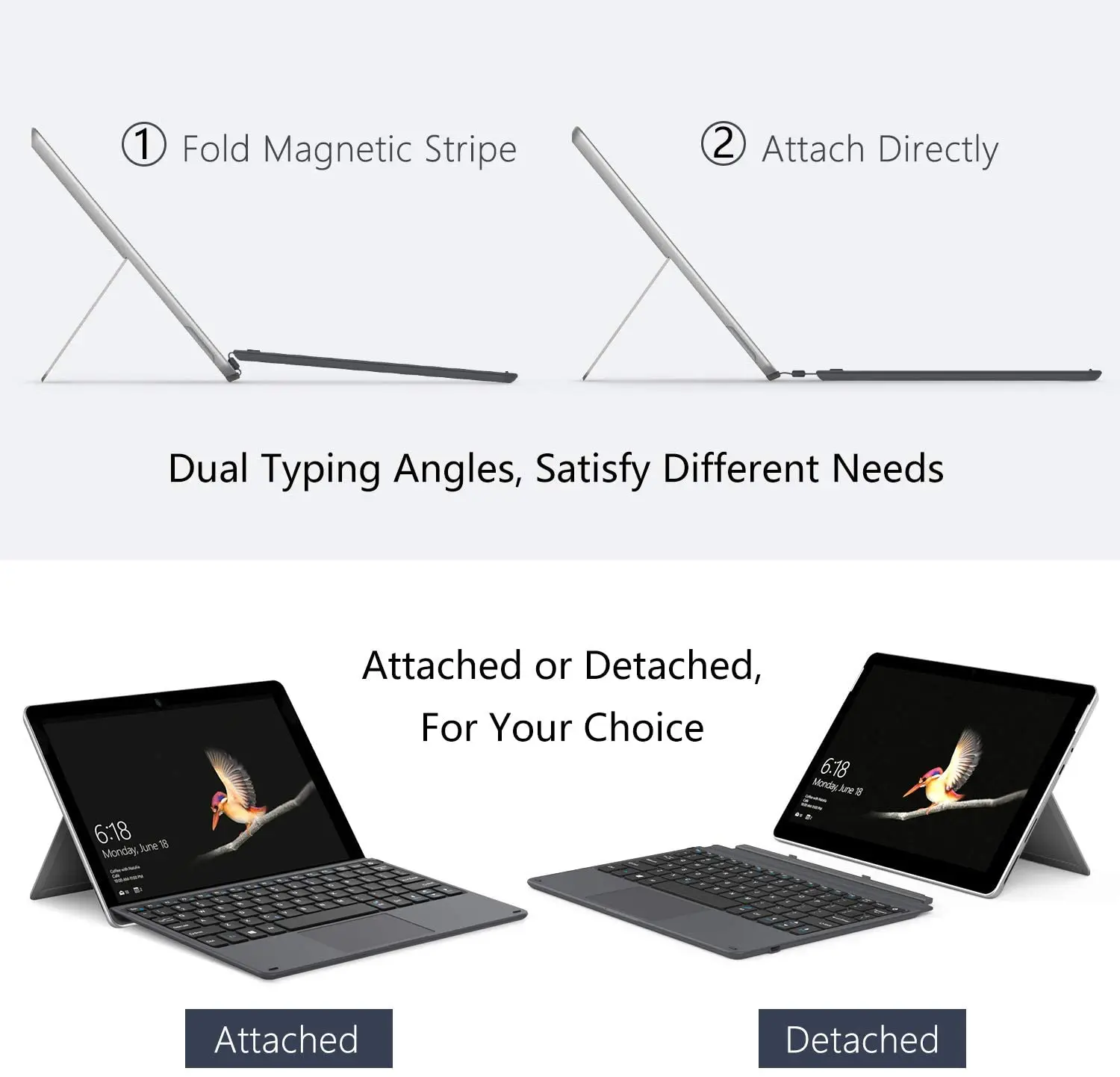 Capa para Teclado Microsoft Surface go 10 Ultra-fina Portátil sem Fio Bluetooth Mais Touchpad para Surface go 10 2023 2023 - Imagem 5