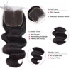 Human Hair Bundles with Closure Body Wave Brazilian Virgin Human Hair Weave 3 Bundles with 4x4 Lace Closure Natural Black Color 4