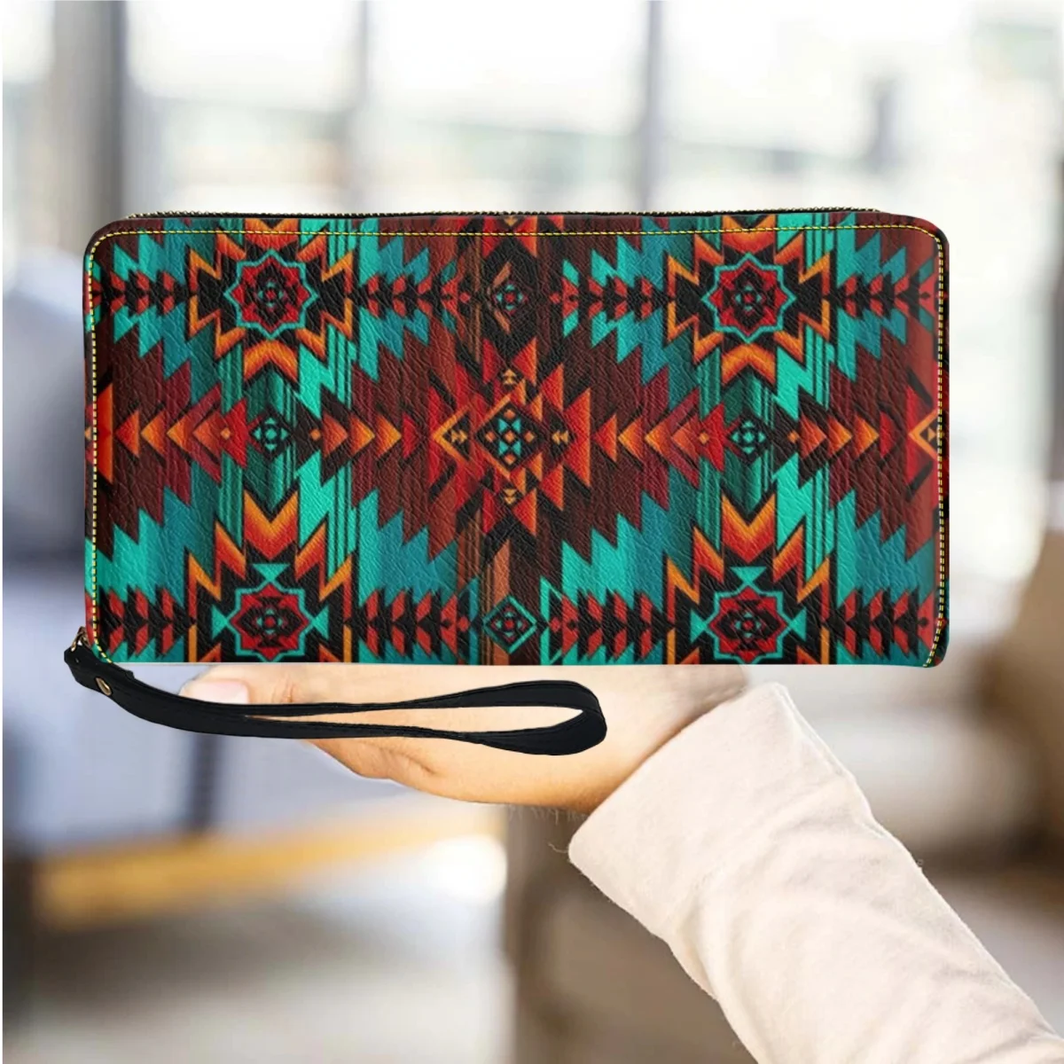 

Tribal Folk Geometry Pattern Women Wallets Ladies Purse 2023 Luxury Leather Travel Cash Holder Multifunction Female Girls Bag