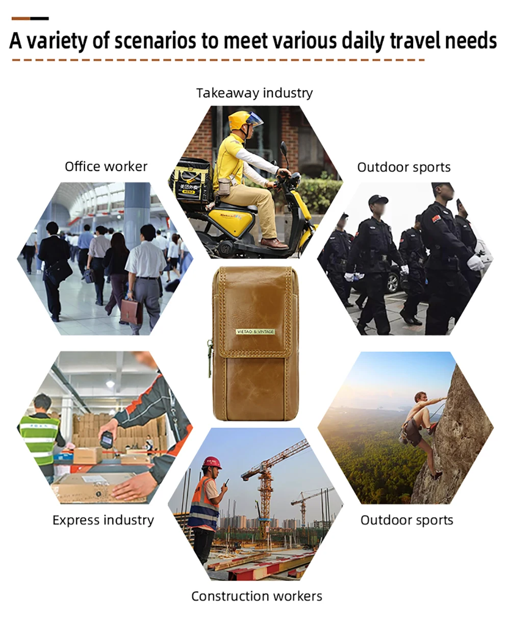 PU Leather Phone Holster with Belt Loop & Clip Multifunctional Big Capacity Cell Phone Universal Holster Waist Bag Compatible