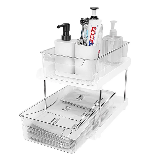 Squared Away 2-Tier Metal Mesh Expandable Under- Sink Shelf Organizer