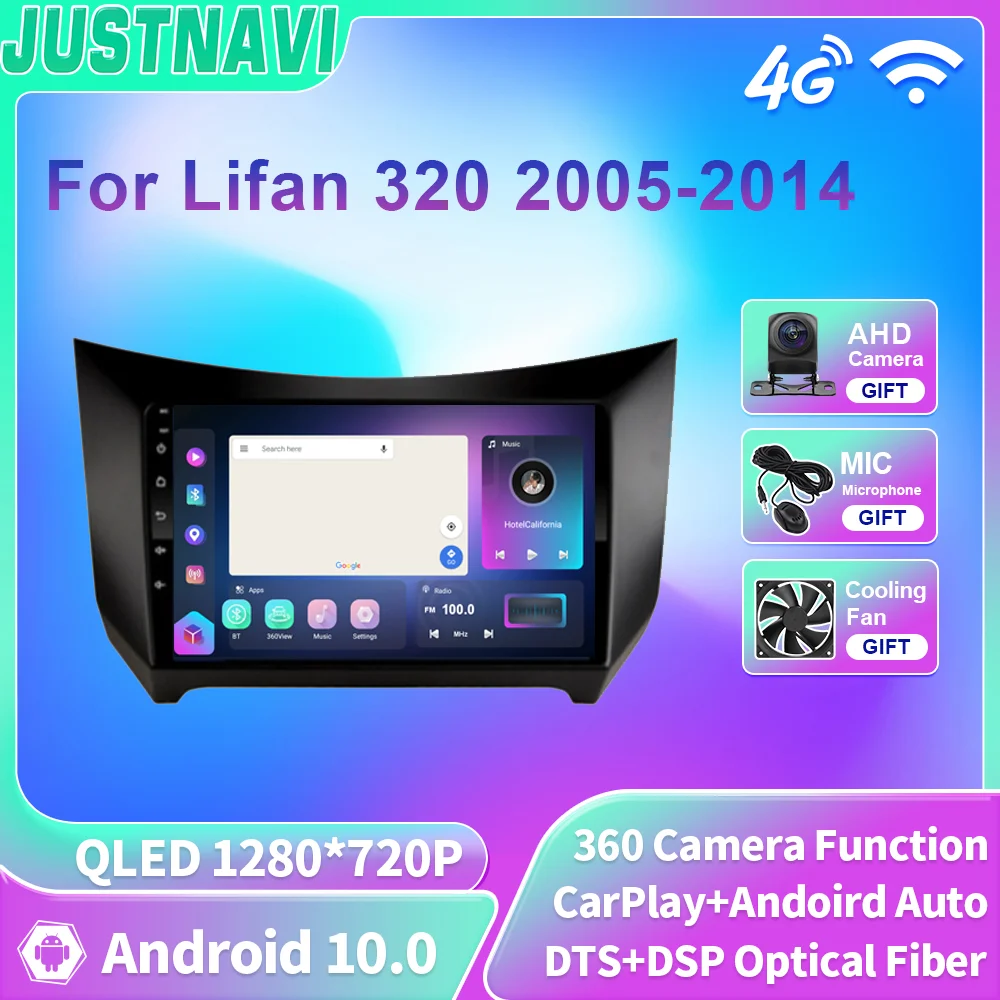 

JUSTNAVI QLED Car Radio For Lifan 320 2005-2014 Android Multimedia Video Player GPS DSP 4G WIFI BT Navigation Carplay NO 2 Din