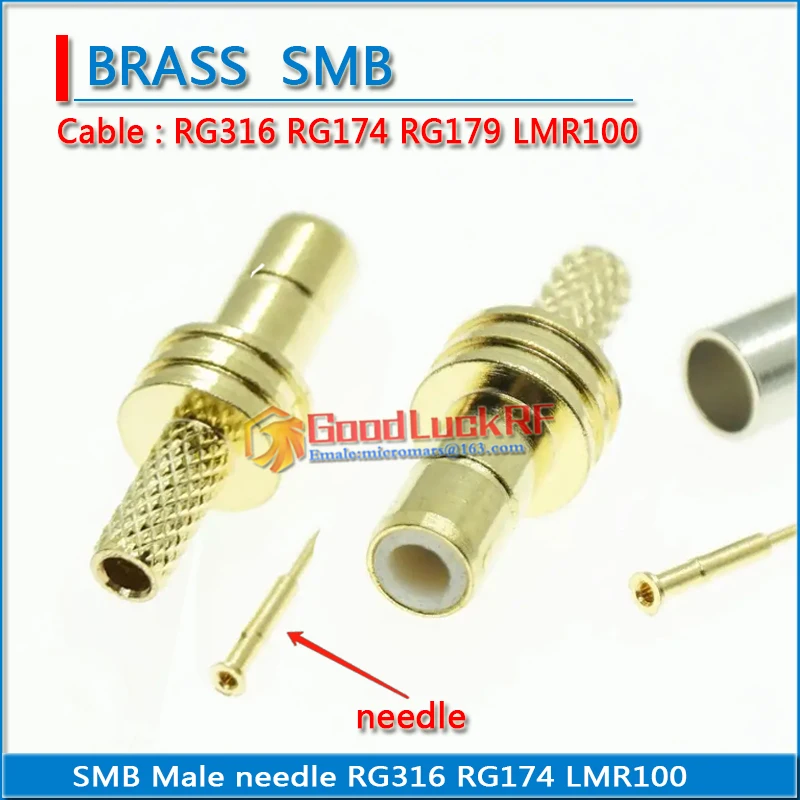 

SMB Male Connector Socket plug crimp for RG174 RG316 LMR100 Cable Brass Straight Coaxial RF Adapters