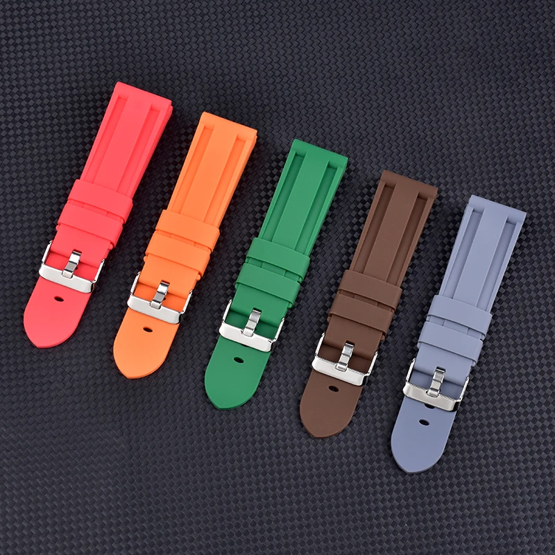 Waterproof Silicone Sport Watch Strap - Universal Rubber Bracelet Belt, Multiple Sizes Available