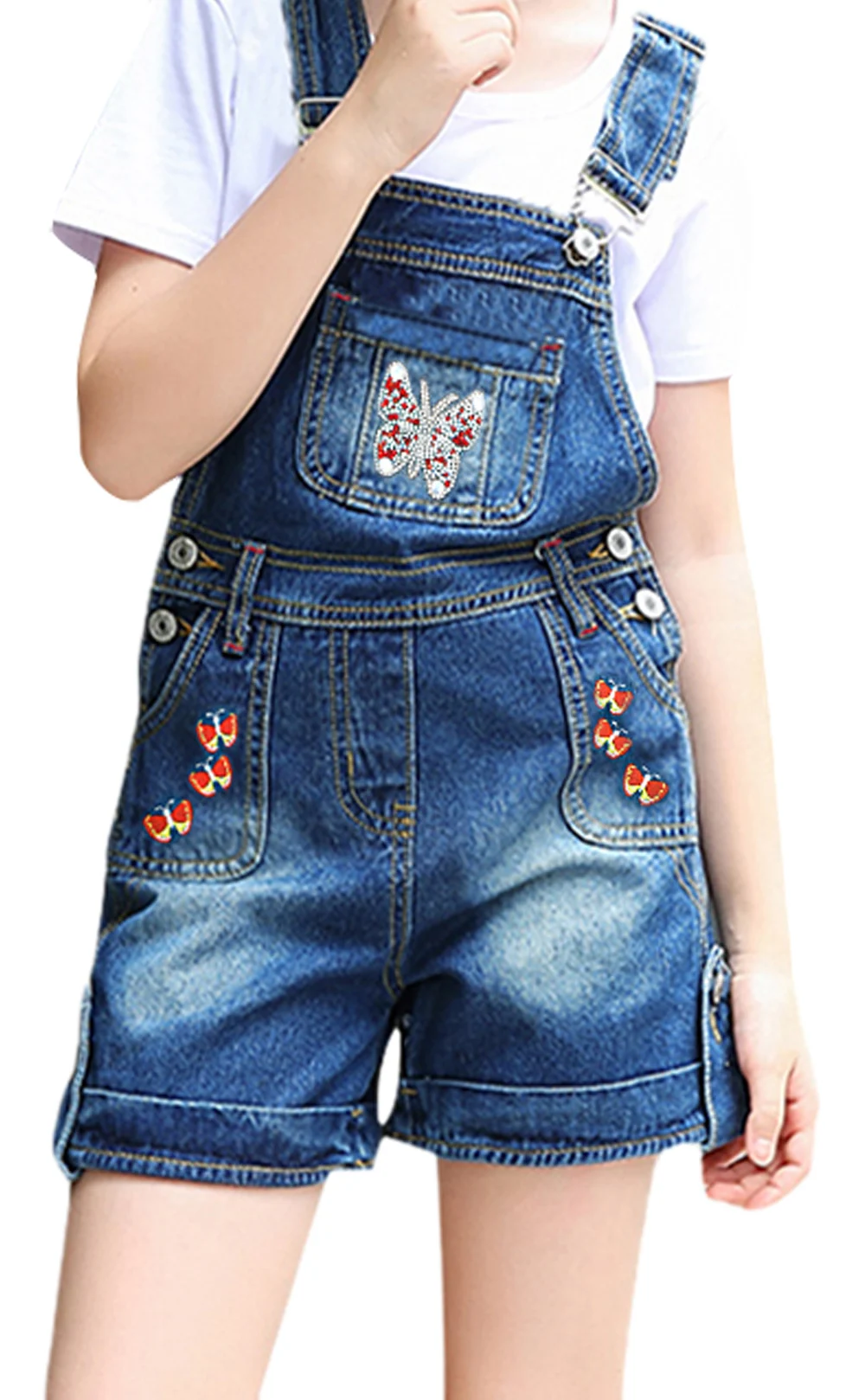 Summer Girl Prints Jumpsuit Kids Cute Washed Jeans Baby shorts Denim Romper Suspenders for Kids Child Clothing