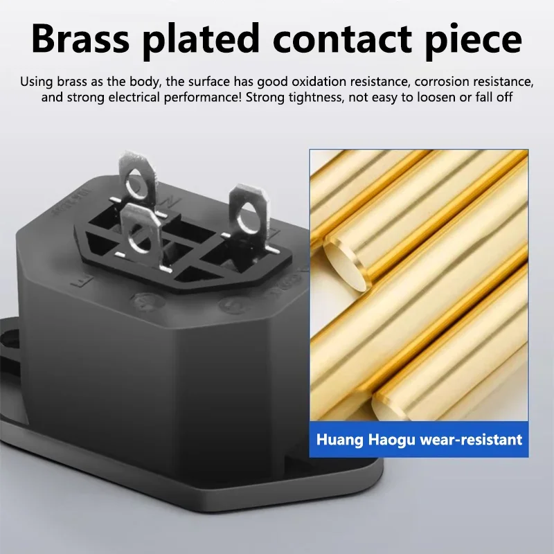 AC-04F Receptacle AC 250V10A Cable Wire Connector lEC 320 C14 Female AC Power Plug Inlet Socket Jack AC-06 Connector