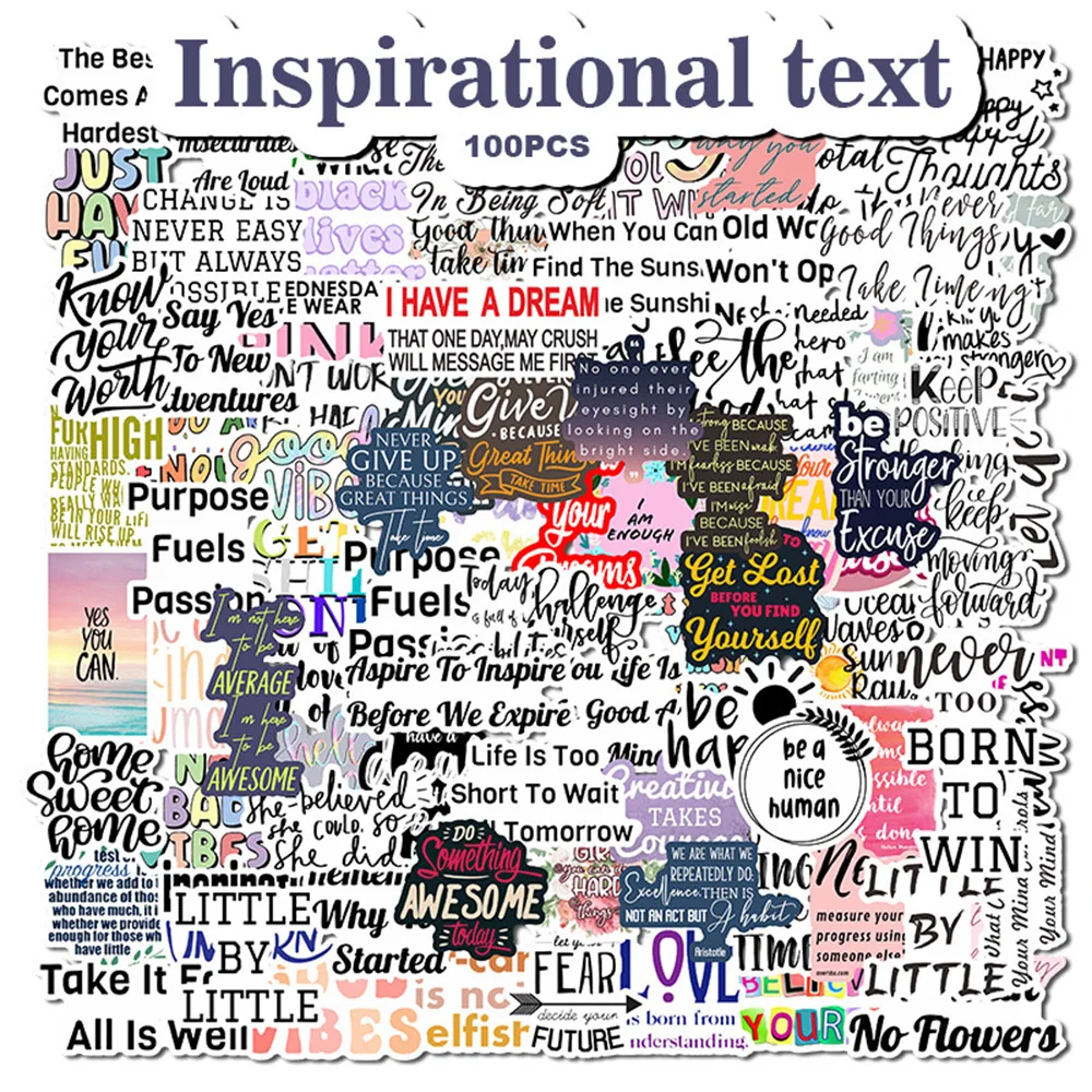 

10/30/50/100pcs Motivational Phrases Sticker Inspirational Quotes Stickers Laptop Study Room Scrapbooking Office Graffiti Decals