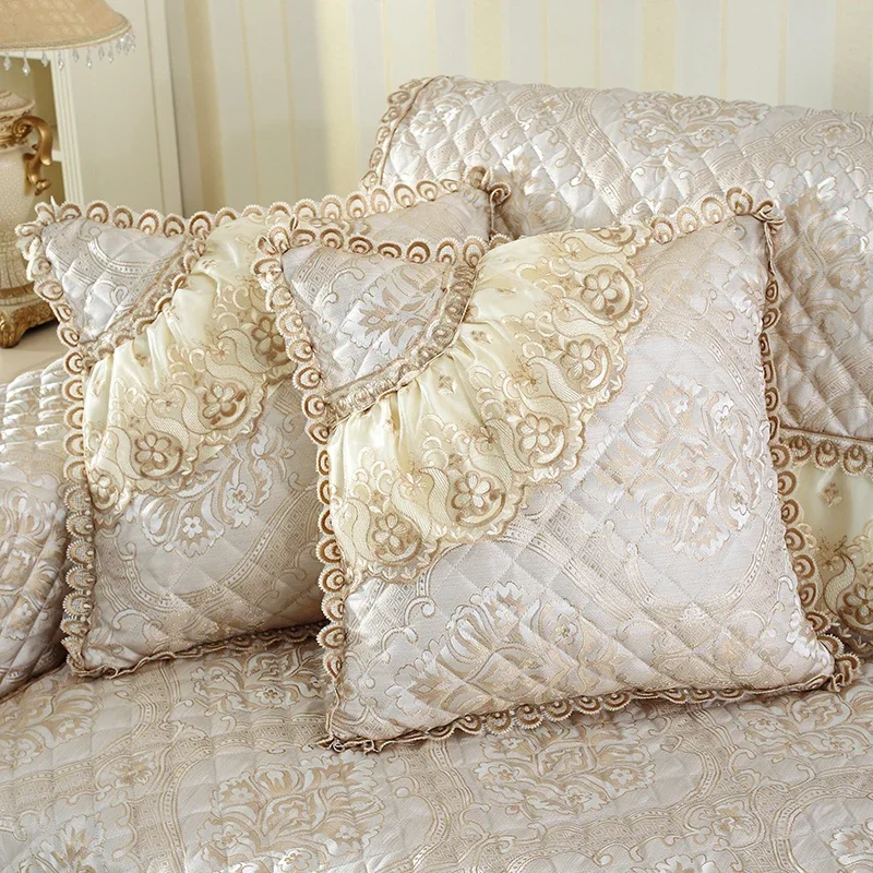 

45 * 45cm Lace Embroidered Sofa Pillowcase European All-season Universal Cushion Cover Living Room Chair Decoration Waist Pillow