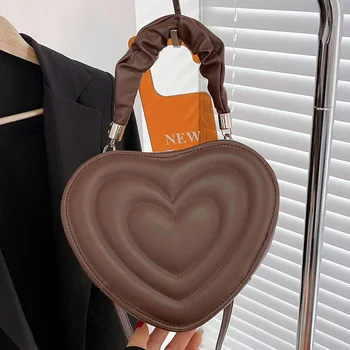 Women Heart Shape Clutch Purse Large Capacity Shoulder Bag Cute PU Fashion Crossbody Bag with Strap for Shopping Work Daily Use 1