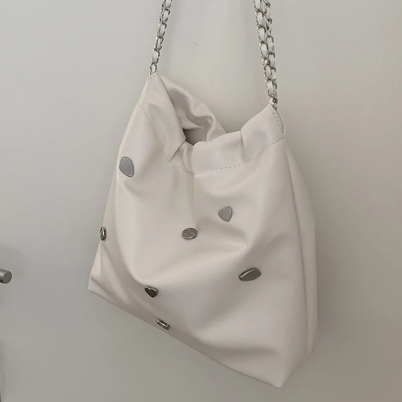 Shoulder Bag Women Aesthetic Leisure Shopping Underarm Bag Smooth Texture Chain Tote Bag All-match Large Capacity Crossbody Bag