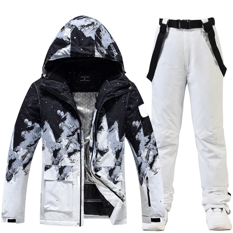 Ice Snow Suit Wear Snowboarding Clothes Winter Waterproof Outdoor Costumes Ski Set Jackets + Strap Pants For Man and Woman ski wear