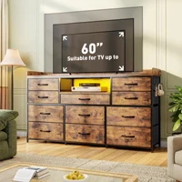 11-Drawer Dresser and TV Stand with LED Lights, Power Outlets, Shelves & Hooks for Dorm or Hallway Use, fit 60 inchs TV 2