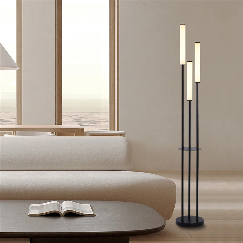 

Modern 3 Head Simple Remote Dimming LED Floor Lamp for Living Room Decoration Standing Lights Restaurant Decor Lighting