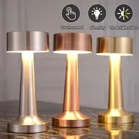 Retro LED Table Lamp Rechargeable Touch Metal Three Colors Bedside Mushroom Ambient Light Bar Outdoor Decoration Night Light 1