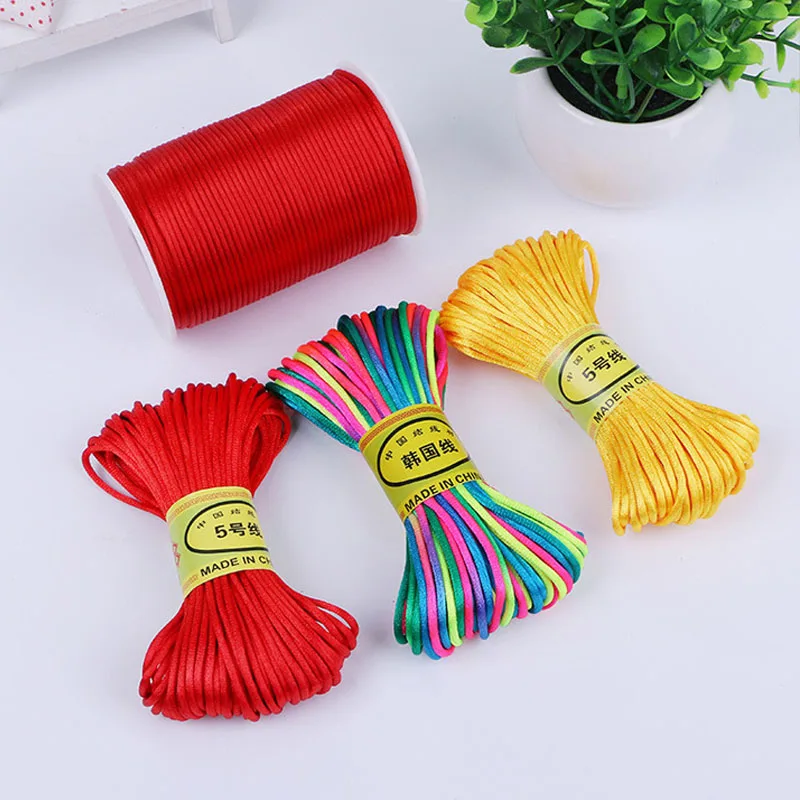 5#20m Satin Nylon Trim Cord Rattail Cord Chinese Knot 2.5mm Bracelets Thread String Necklace DIY Jewelry Making Cords Line