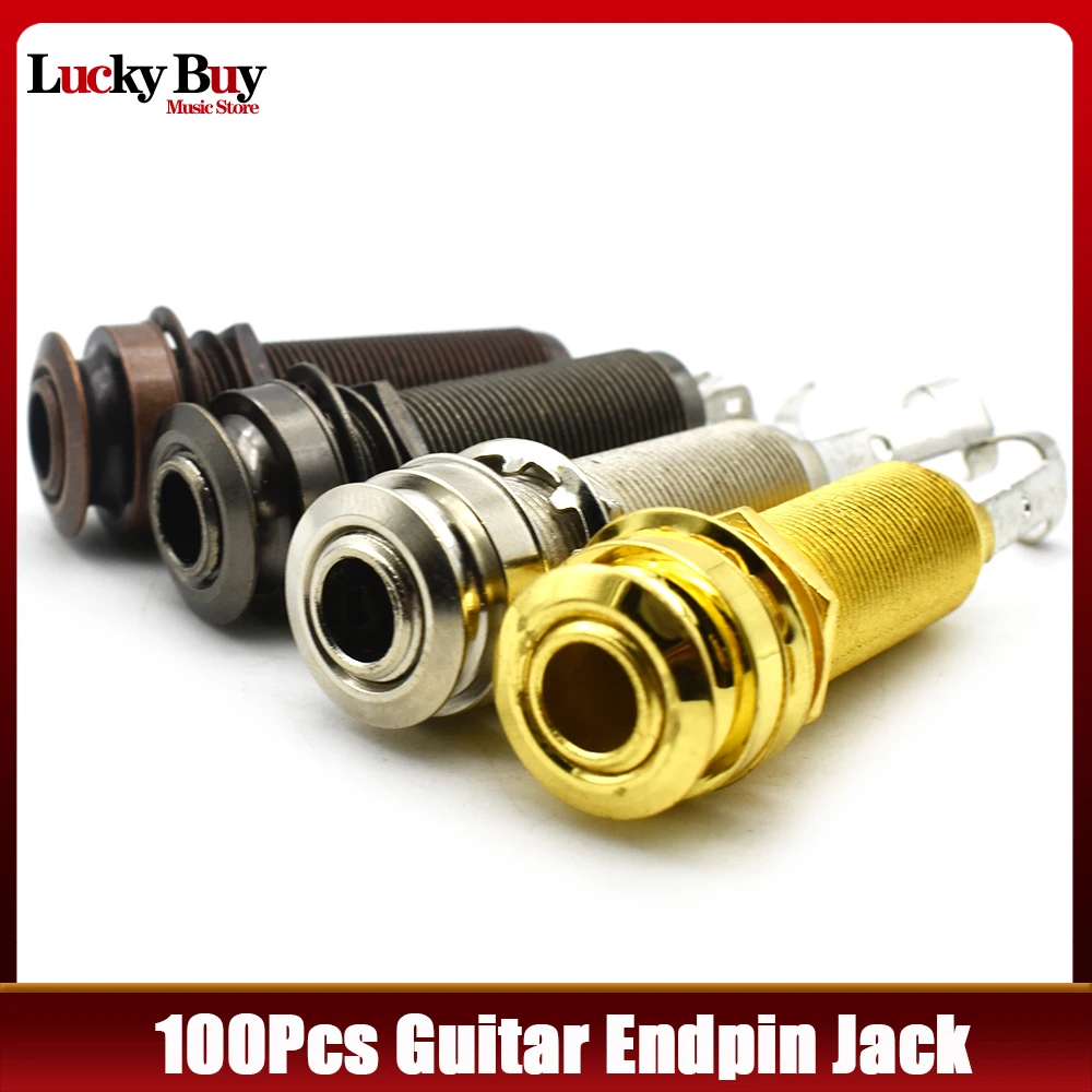 

100Pcs High Quality CYLINDER Guitar Pickup Endpin 6.35 Output Jack Nickel Strap Lock Acoustic Guitarra EQ Jack