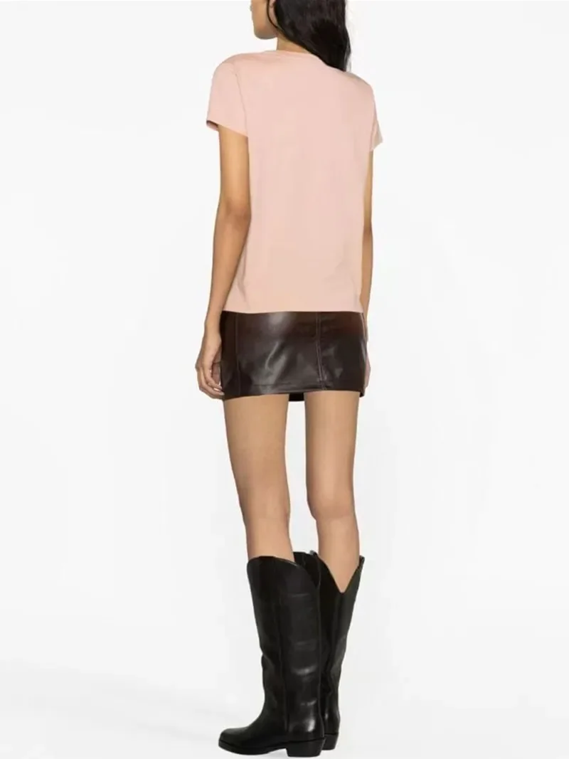 

Женская хлопковая футболка с коротким рукавом, круглым вырезом и принтом черепа