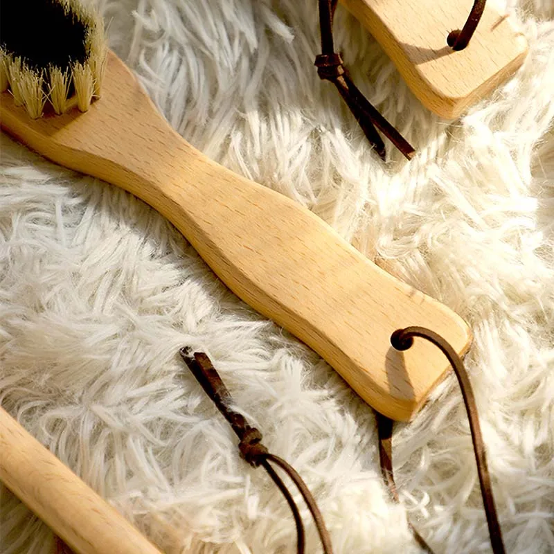 Wooden Pighair Coat Cleaning Cloth Dedusting fuzz remover With Long Handle Custom Logo Multifunctional Clothes care 5