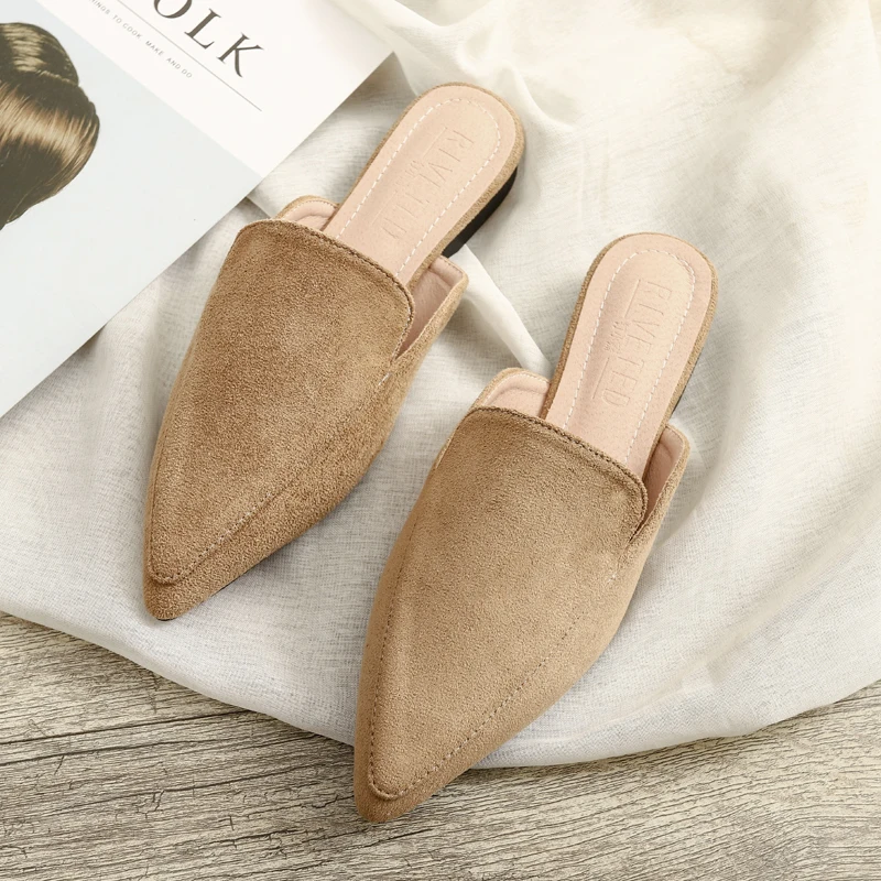 Autumn Woman Mules Without Heels Half Slippers Sandalias Loafers Ballet