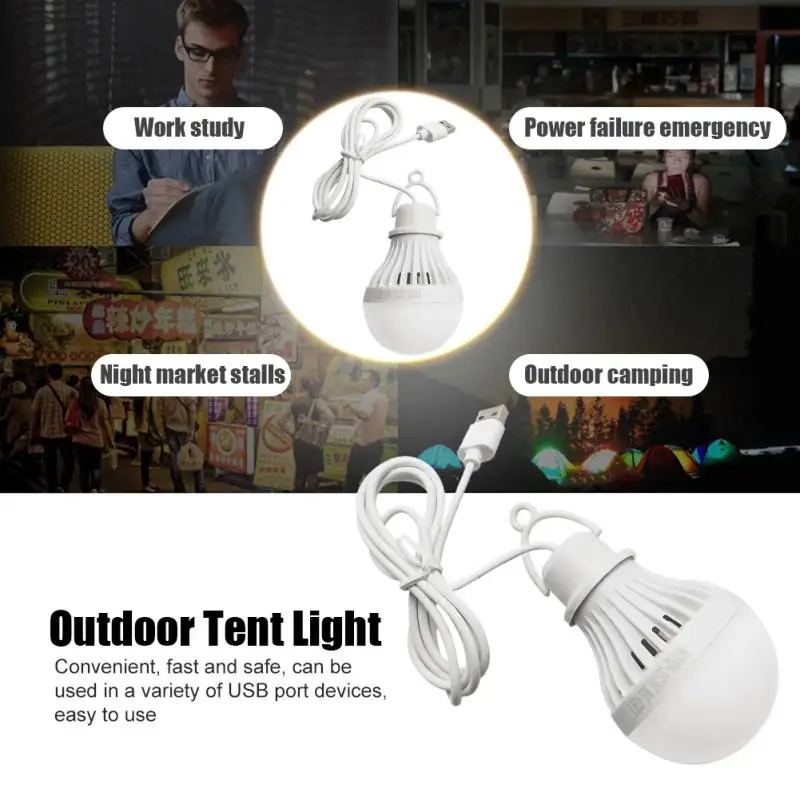 Portable Lantern Camp Lights USB Bulb LED Portable Night Light Bedroom Book Light Tent Camping Gear Hiking Single Lamp 3W/5W/7W led light night light book light